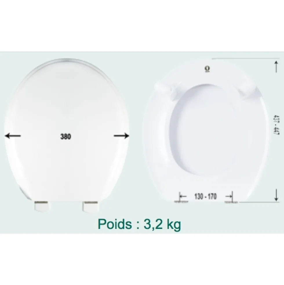Abattant double rehaussé de 70 mm - blanc - Tradition OLFA