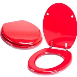 Abattant WC - MDF - Charnières Inox - CLEO - Rouge MSV
