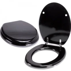Abattant WC - MDF - Charnières Inox - Noir MSV
