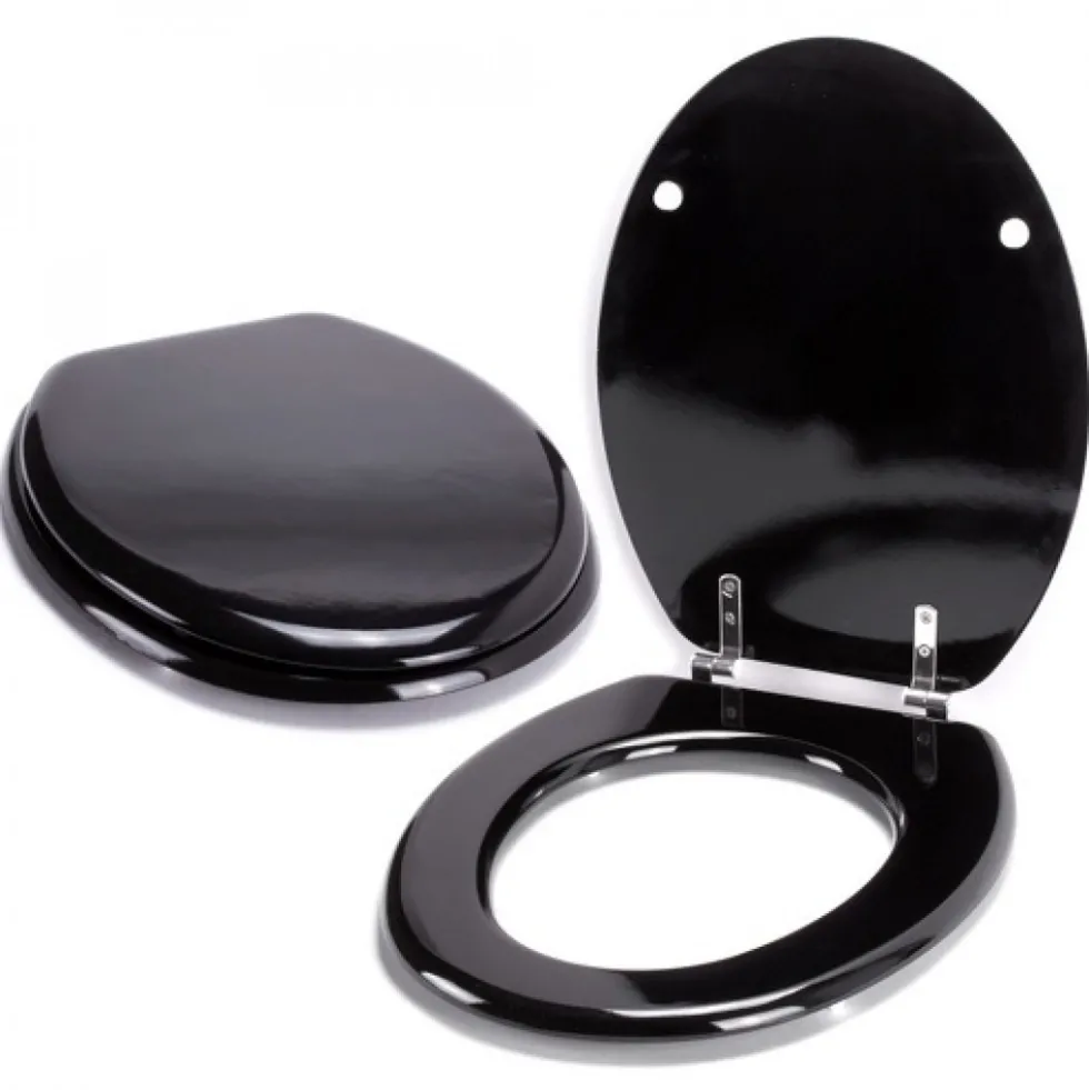 Abattant WC - MDF - Charnières Inox - Noir MSV