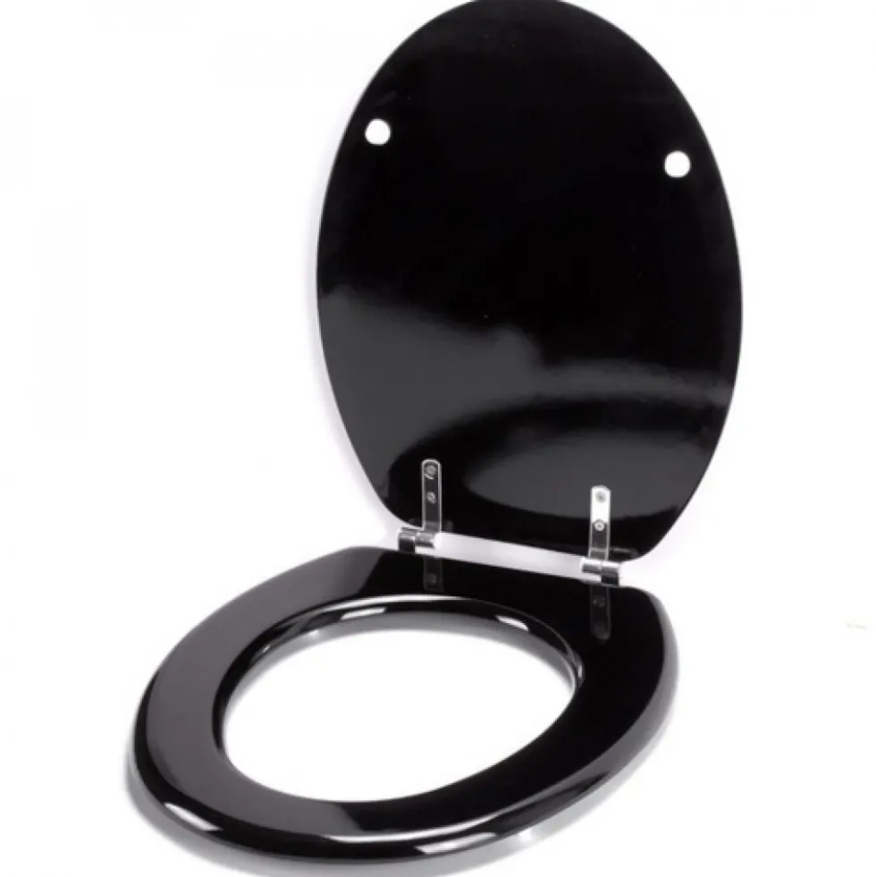 Abattant WC - MDF - Charnières Inox - Noir MSV