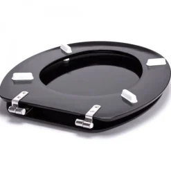 Abattant WC - MDF - Charnières Inox - Noir MSV