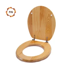 Abattant WC - MDF - Charnières Inox - Décor Pin marron MSV