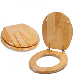 Abattant WC - MDF - Charnières Inox - Décor Pin marron MSV