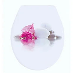 Abattant WC - Polypropylène - Charnières PS - Blanc et Rose MSV