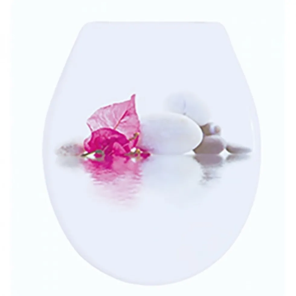 Abattant WC - Polypropylène - Charnières PS - Blanc et Rose MSV