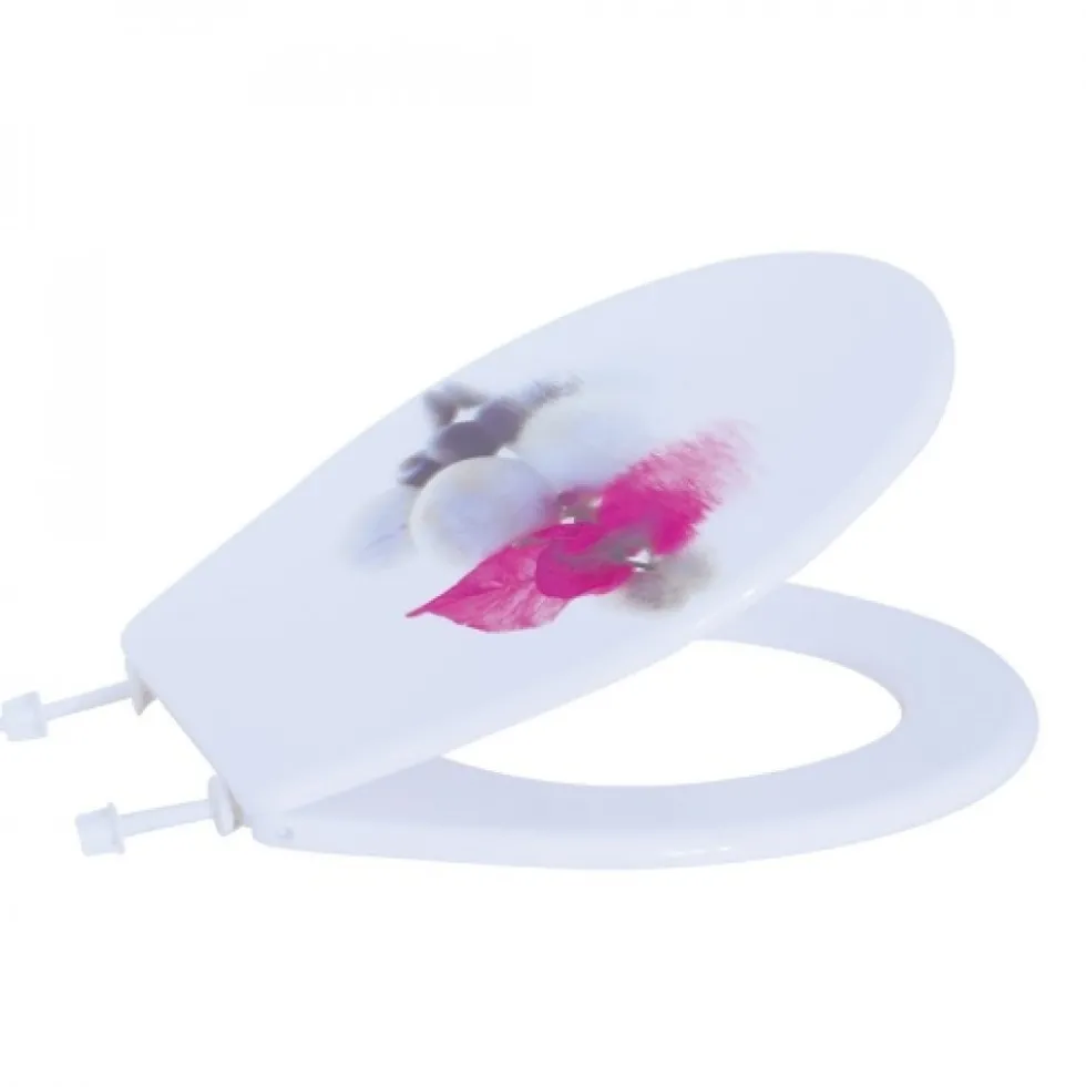 Abattant WC - Polypropylène - Charnières PS - Blanc et Rose MSV