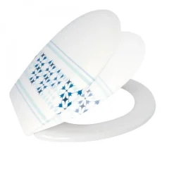 Abattant WC - Thermodur - Charnières Inox - MALTA - Bleu et Blanc MSV