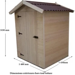 Abri de jardin bois 16 mm Eden 1,36 m2 HABRITA