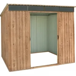 Abri de jardin métal imitation bois Skylight - 4,84m² - kit ancrage inclus DURAMAX