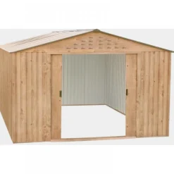 Abri de jardin métal imitation bois - 7,75m² - kit ancrage inclus DURAMAX