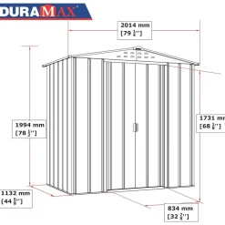 Abri de jardin métal imitation bois - 2,47m² - kit ancrage inclus DURAMAX