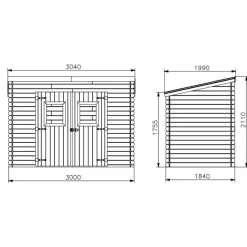 Abri de jardin - 1 pente - madriers massifs 20 mm - CH 3019.02 N HABRITA