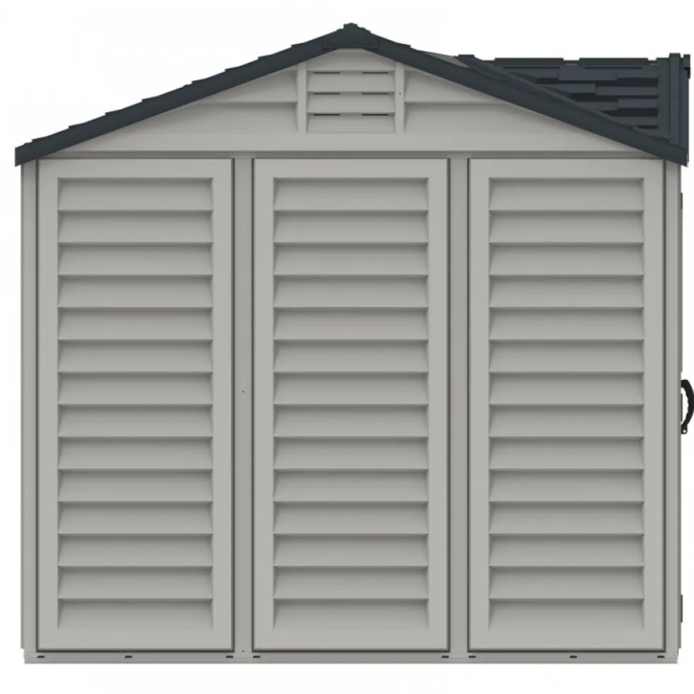 Abri de jardin PVC Apex + kit de fondation - kit 2 fenêtre - 2 puits de lumière - 8,05 m² DURAMAX