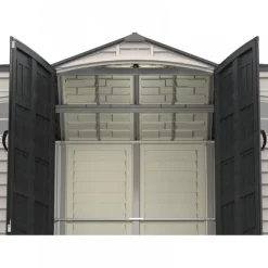 Abri de jardin PVC Apex + kit de fondation - kit 2 fenêtre - 2 puits de lumière - 8,05 m² DURAMAX