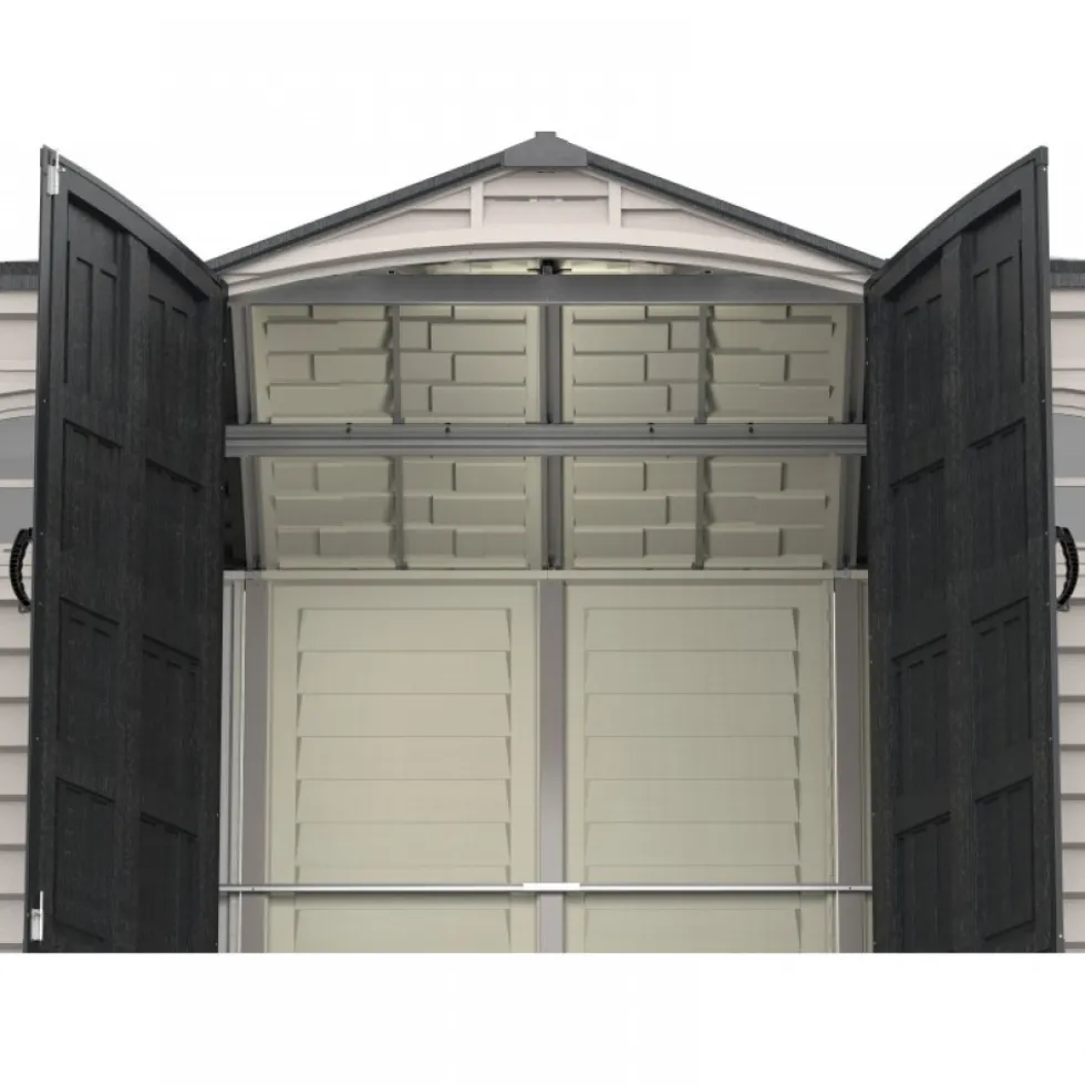 Abri de jardin PVC Apex + kit de fondation - kit 2 fenêtre - 2 puits de lumière - 8,05 m² DURAMAX
