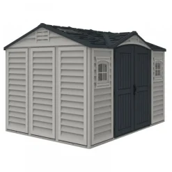 Abri de jardin PVC Apex + kit de fondation - kit 2 fenêtre - 2 puits de lumière - 8,05 m² DURAMAX