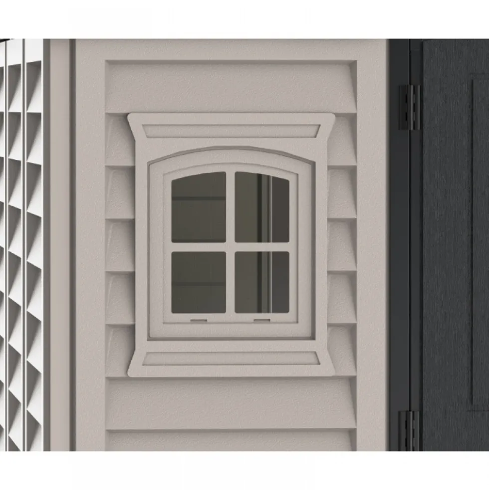 Abri de jardin PVC Apex + kit de fondation - kit 2 fenêtre - 2 puits de lumière - 8,05 m² DURAMAX