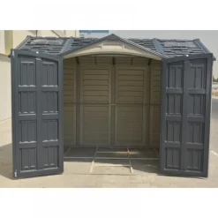 Abri de jardin PVC Apex + kit de fondation - kit 2 fenêtre - 2 puits de lumière - 8,05 m² DURAMAX