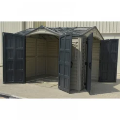 Abri de jardin PVC Apex + kit de fondation - kit 2 fenêtre - 2 puits de lumière - 8,05 m² DURAMAX