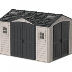 Abri de jardin PVC Apex + kit de fondation - kit 2 fenêtre - 2 puits de lumière - 8,05 m² DURAMAX
