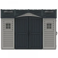 Abri de jardin PVC Apex + kit de fondation - kit 2 fenêtre - 2 puits de lumière - 8,05 m² DURAMAX