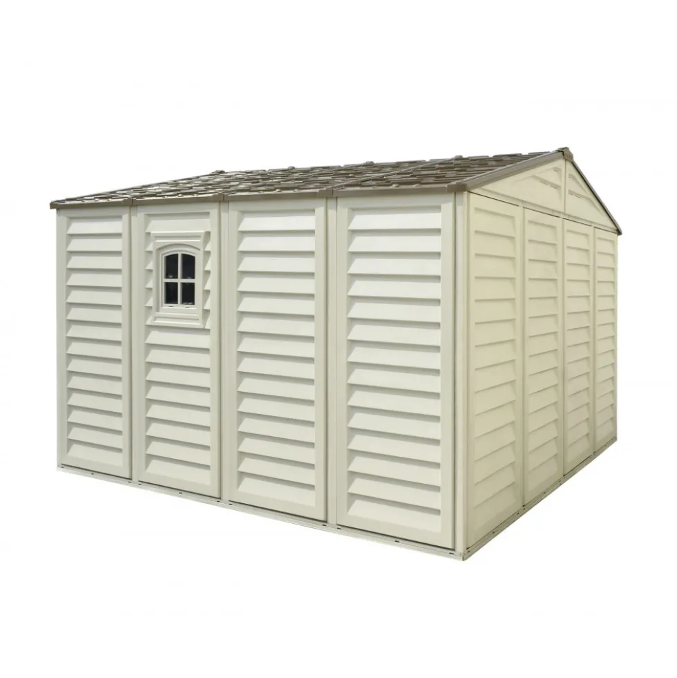 Abri de jardin PVC Woodbridge + kit de fondation et kit 1 fenêtre - 10,56 m² DURAMAX