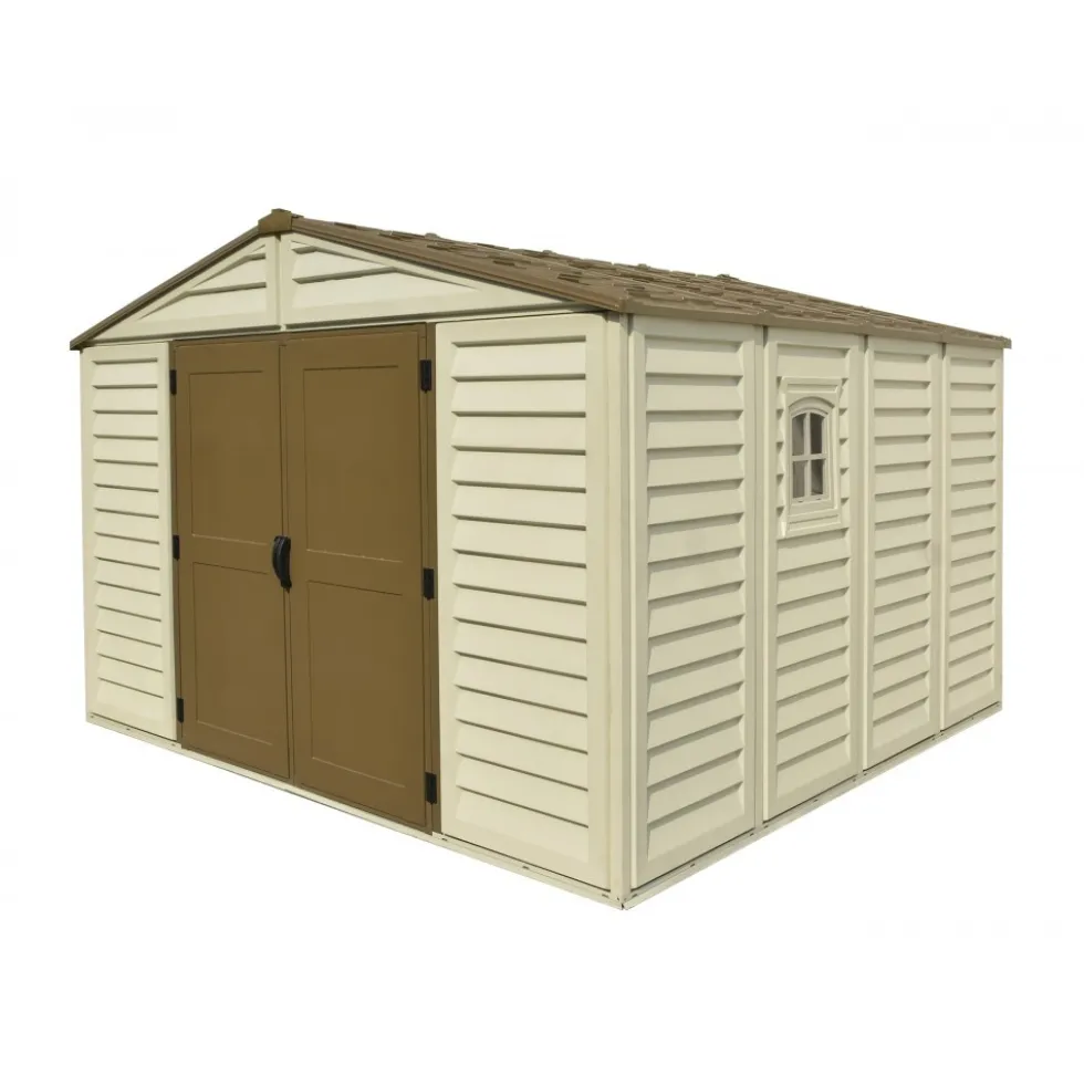Abri de jardin PVC Woodbridge + kit de fondation et kit 1 fenêtre - 10,56 m² DURAMAX