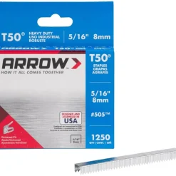 Agrafes T50 pour agrafeuse T50 BPN - longueur 8 mm - Boite de 1250 agrafes ARROW
