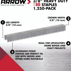 Agrafes T50 pour agrafeuse T50 BPN - longueur 10 mm - Boite de 1250 agrafes ARROW