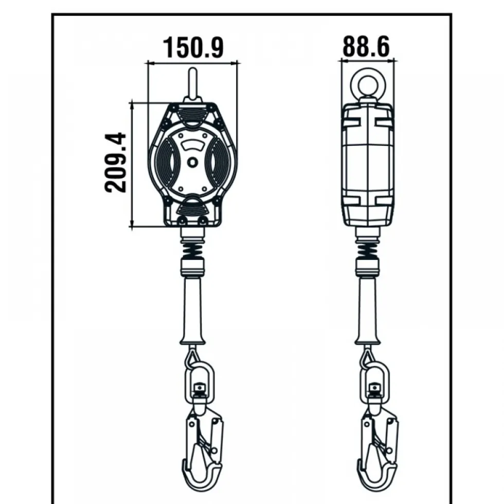Antichute à rappel automatique 7 m HELIXON-S câble - adapté toiture KRATOS SAFETY