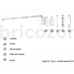 Axe de palier M6/4, M6/12 et Unijet D pour mécanisme oscillo-battants FERCO