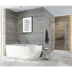 Baignoire acrylique asymétrique avec tablier Greta Monoline 180x80 LEDA