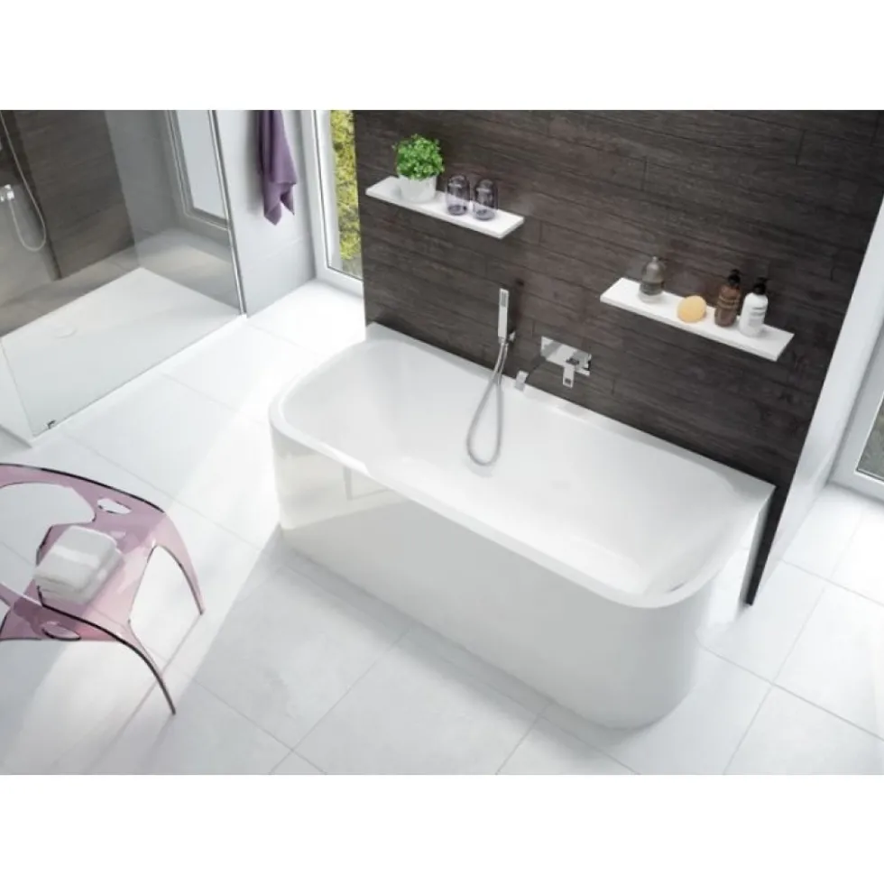 Baignoire murale monobloc - 180x80 cm - tablier intégré - Garbo LEDA