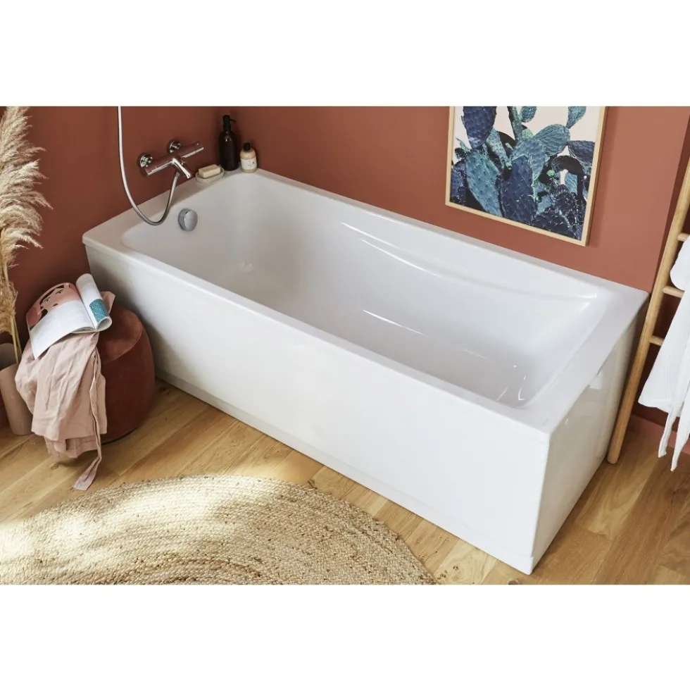 Baignoire 170x70 cm acrylique QUALIS avec tablier frontal et latéral 182x92cm JACOB DELAFON
