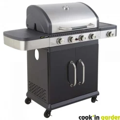 Barbecue gaz 4 brûleurs + desserte + évier - FIDGI 4 COOK IN GARDEN
