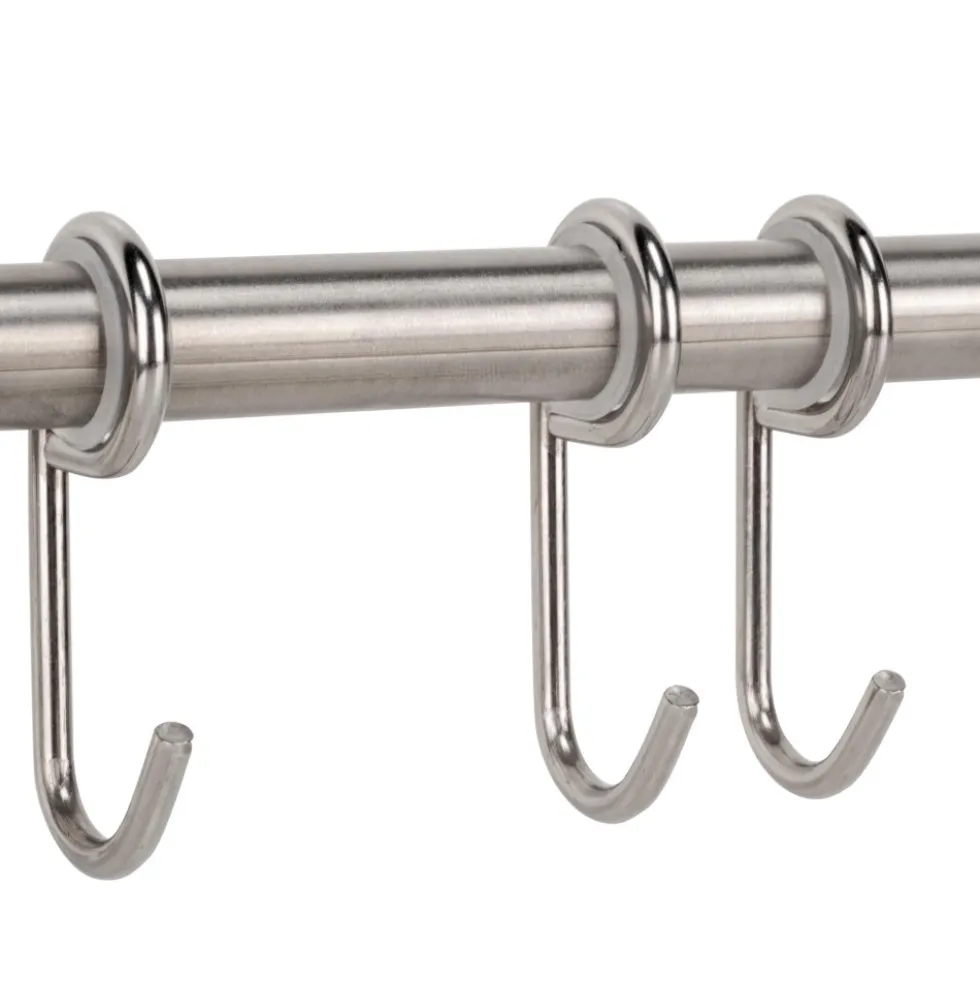 Barre adhésive en acier inoxydable avec 5 crochets Supra - pour cuisine EMUCA
