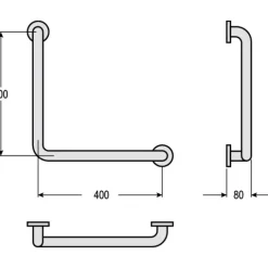 Barre d'appui coudée - 90° - Inox - 400 x 400 mm - Care NORMBAU