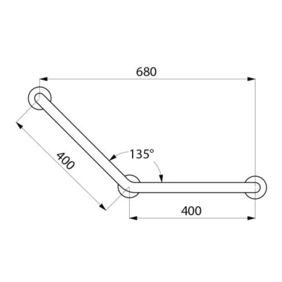 Barre d'appui - coudée 135° - 3 points Inox UltraPolish DELABIE