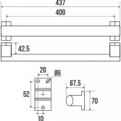 Barre d'appui droite aluminium - 40 ou 60 cm - anthracite - Arsis PELLET ASC