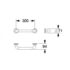 Barre d'appui droite - revêtement Nylon - Line 300 NORMBAU
