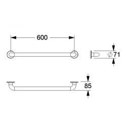 Barre d'appui droite - revêtement Nylon - Line 300 NORMBAU