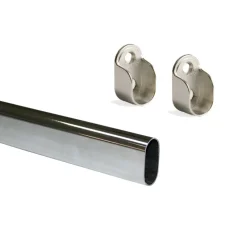 Barres de penderie ovales 30 x 15mm - avec supports - kit 2 barres EMUCA