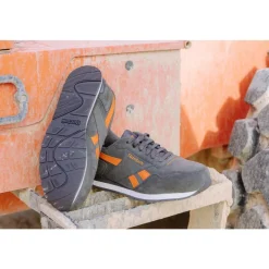Baskets de sécurité en daim ROYAL GLIDE SAFETY S1PS SRC HRO ESD - gris et orange Reebok