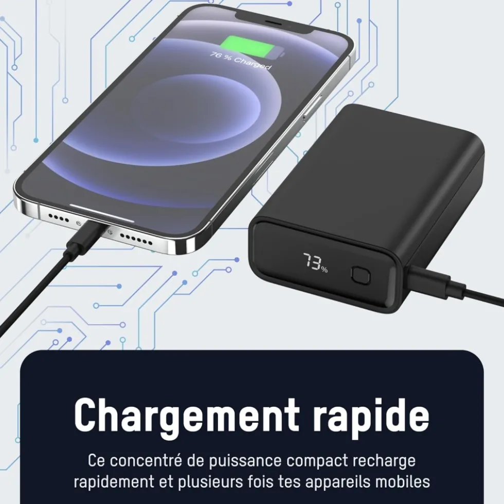 Batterie externe compacte rechargeable 20 Ah - 2 ports USB - PB222PD ANSMANN