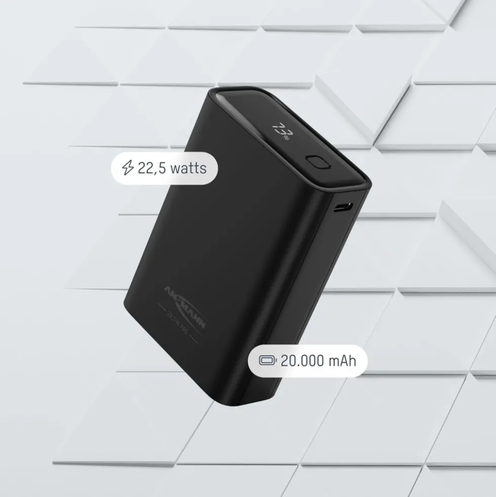 Batterie externe compacte rechargeable 20 Ah - 2 ports USB - PB222PD ANSMANN