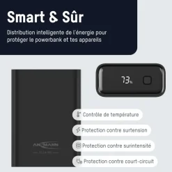 Batterie externe compacte rechargeable 20 Ah - 2 ports USB - PB222PD ANSMANN