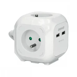 Bloc de 4 prises 2P+T avec 2 ports USB - câble 1,4 m - Kubiq SYNERCIA