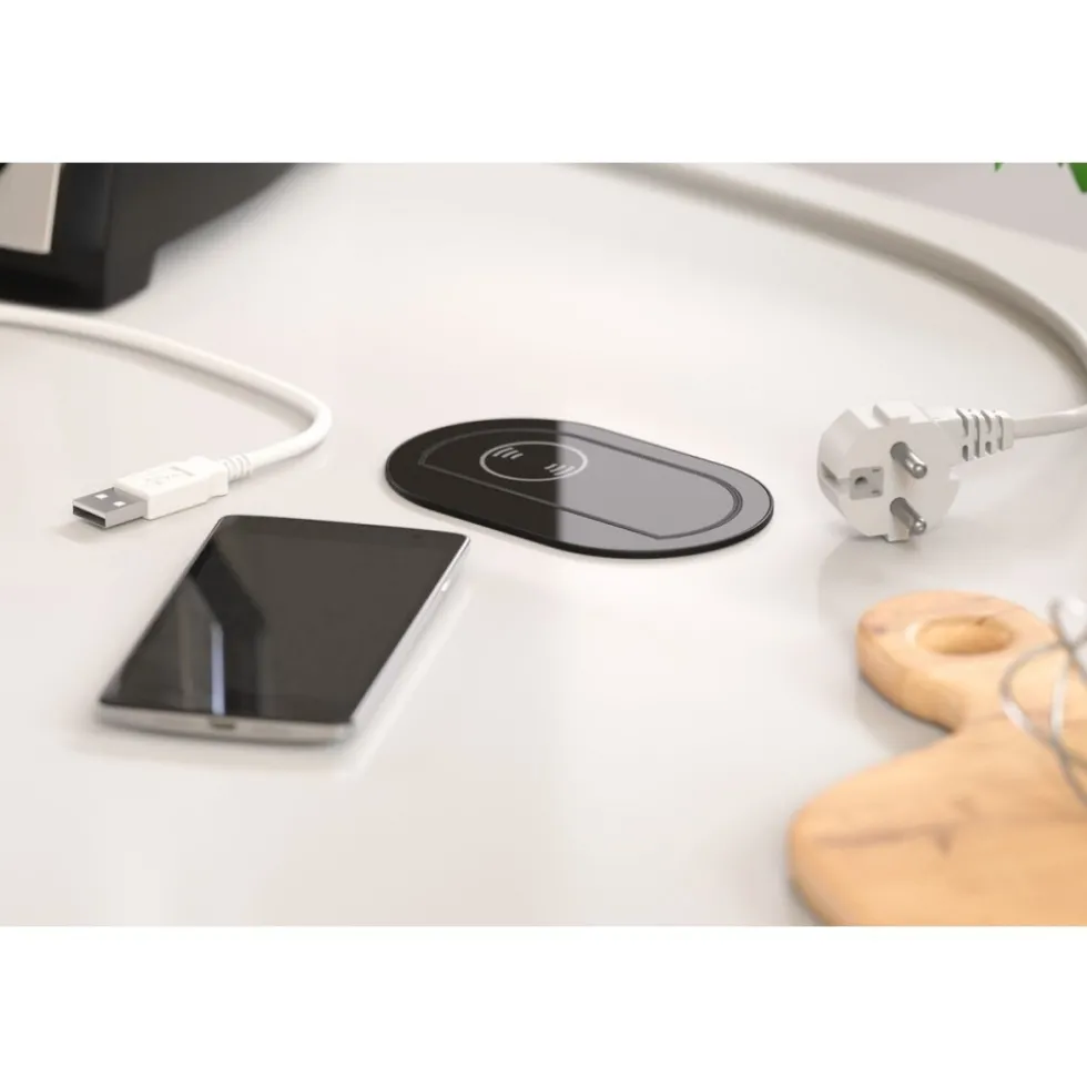 Bloc multiprise escamotable 1 prise + 2 chargeurs USB A+C Piccolino QI SYNERCIA