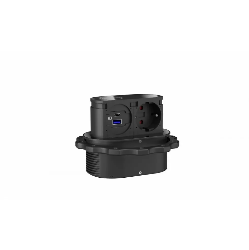 Bloc multiprise escamotable 1 prise + 2 chargeurs USB A+C Piccolino QI SYNERCIA